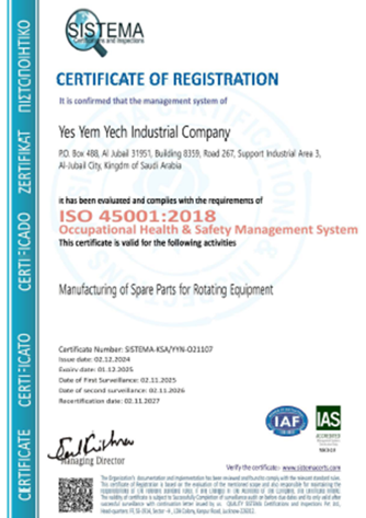 ISO 45001 certified SMH