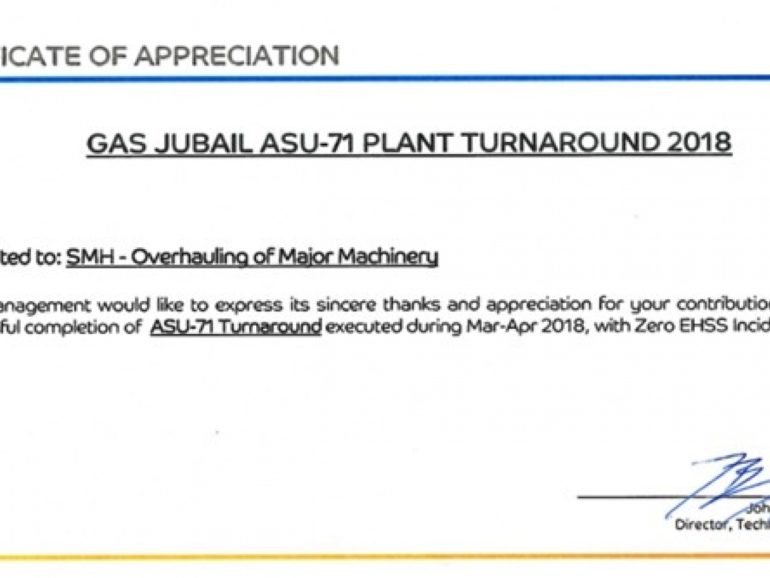 gas certificate SMH